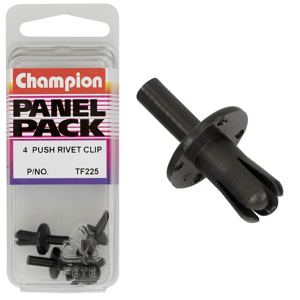 Champion Push Rivet Black 7mm L 5mm Hole 10mm HD 4pk