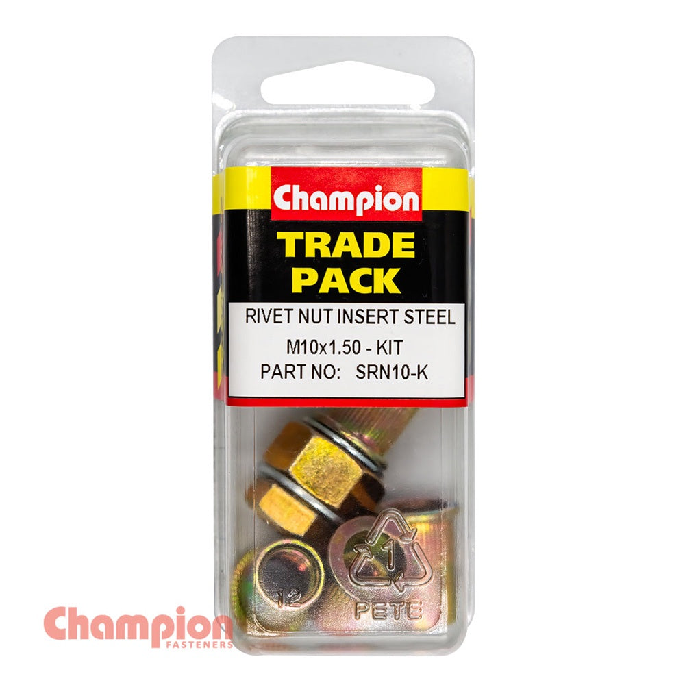 Champion Rivet Nut Insert Steel M10x1.50 - Kit - 4pk