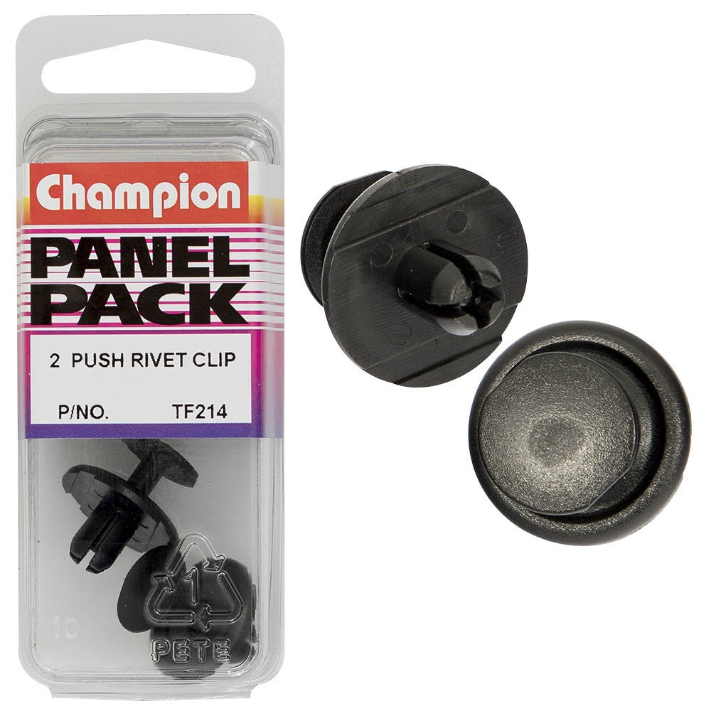 Champion Push Rivet Black 9mm L 7mm Hole 20mm HD 2pk