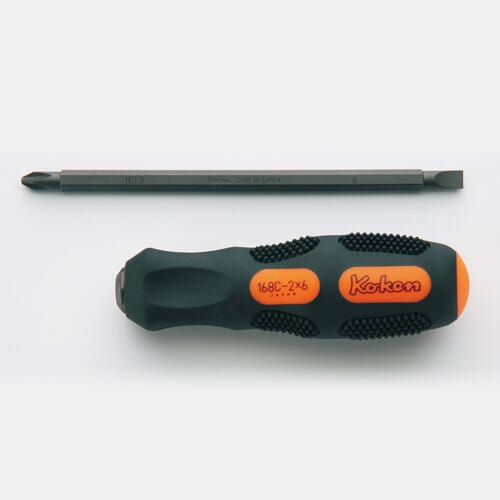 Koken 168C Screwdriver interchangeable Phillips #2 x 6mm Flat 150mm Blade