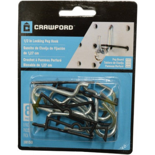 Pegboard Hooks -8- 1/8 X 1/2in Curved