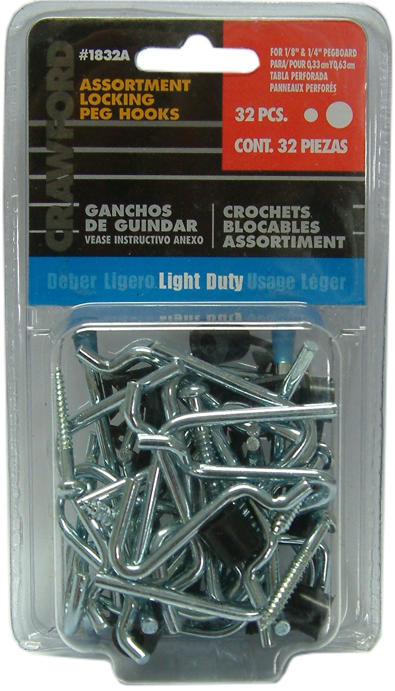 Crawford Peg Board Hooks 32pce Assorted #182A