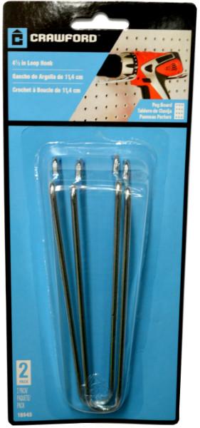 Pegboard Hooks -2- 1/8 X 4.5in Double Loop