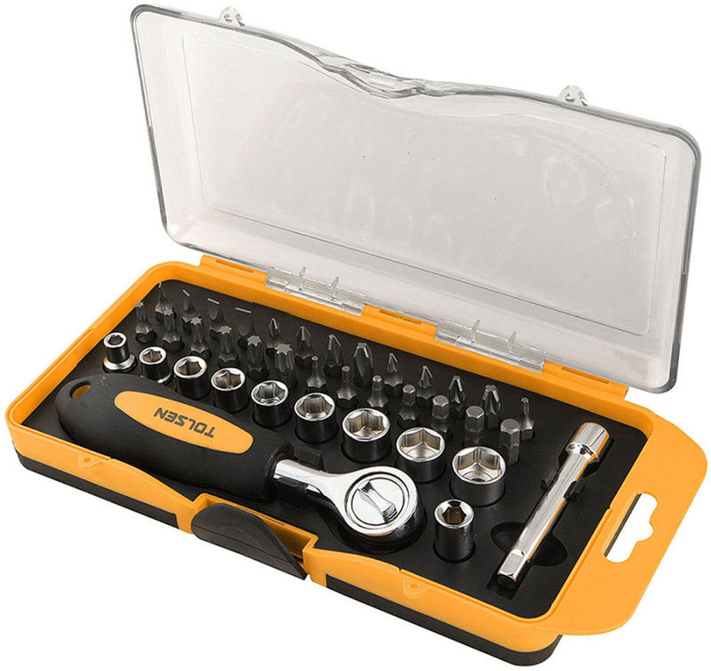 Tolsen 38Pce Bit And Socket Set 1/4in