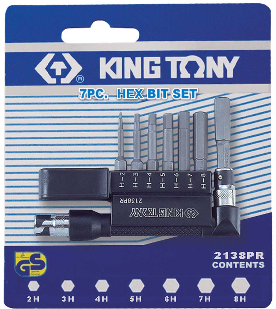 King Tony 7Pce Hex Bit Set L-Holder