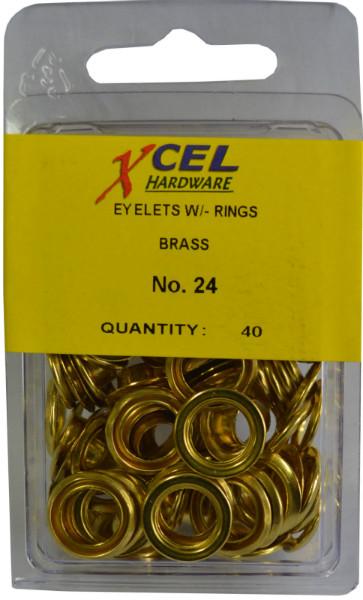 Xcel Eyelets - Brass with Rings 40-pce #24B 9.53mm