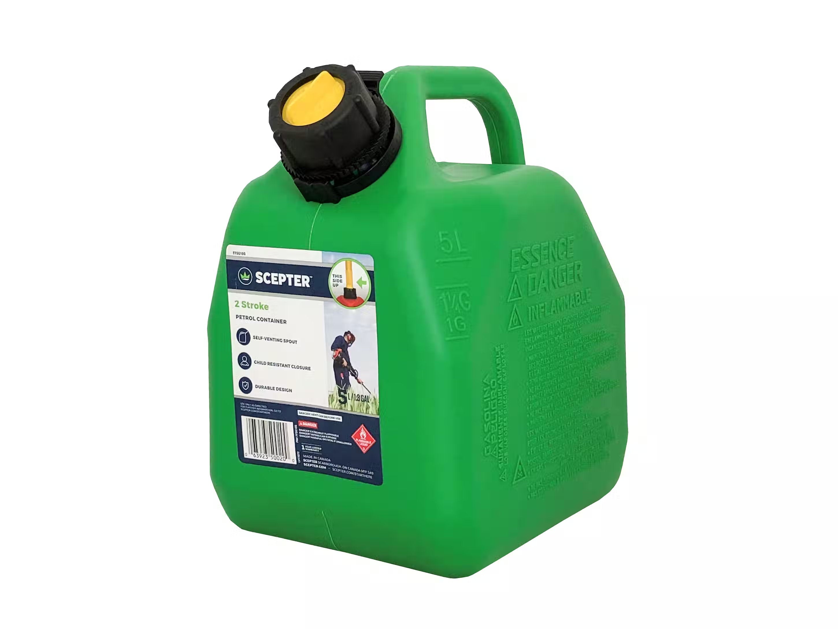 Sceptor Petrol Container Plastic Green 5 Litre