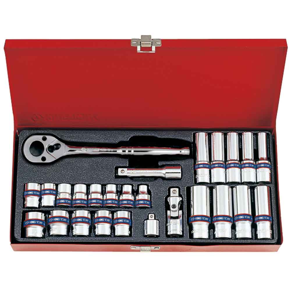 King Tony 3/8Dr 26Pc 12Pt Socket Set 7-19mm