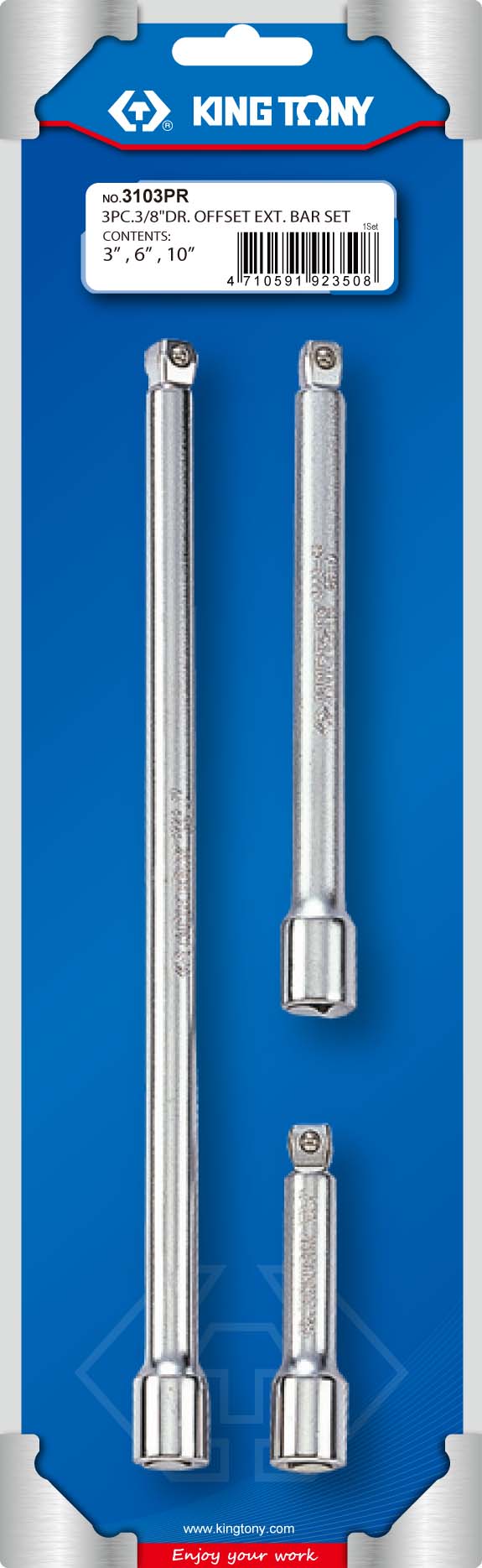 King Tony 3/8indr. 3Pc Offset Ext.Bar