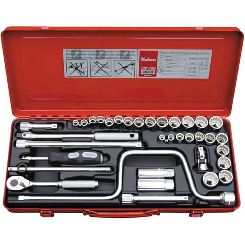 Koken 3201AM Socket Set 12pt 36pc 3/8 in Dr 5/16-7/8 in & 9-22mm