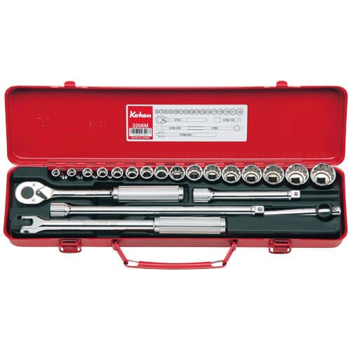 Koken 3206M Socket Set 12pt 21pc 3/8 in Dr 6-22mm