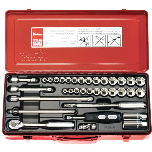 Koken 3279AM Socket Set 12pt 35pc 3/8 in Dr 5/16-7/8 in & 9-22mm