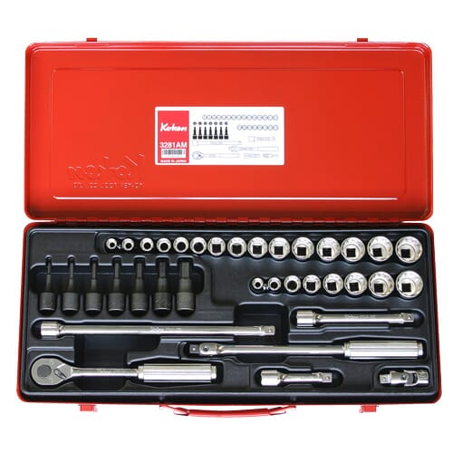 Koken 3281AM Socket Set 36pc 3/8 in Dr 12pt 5/16-7/8 in & 8-22mm