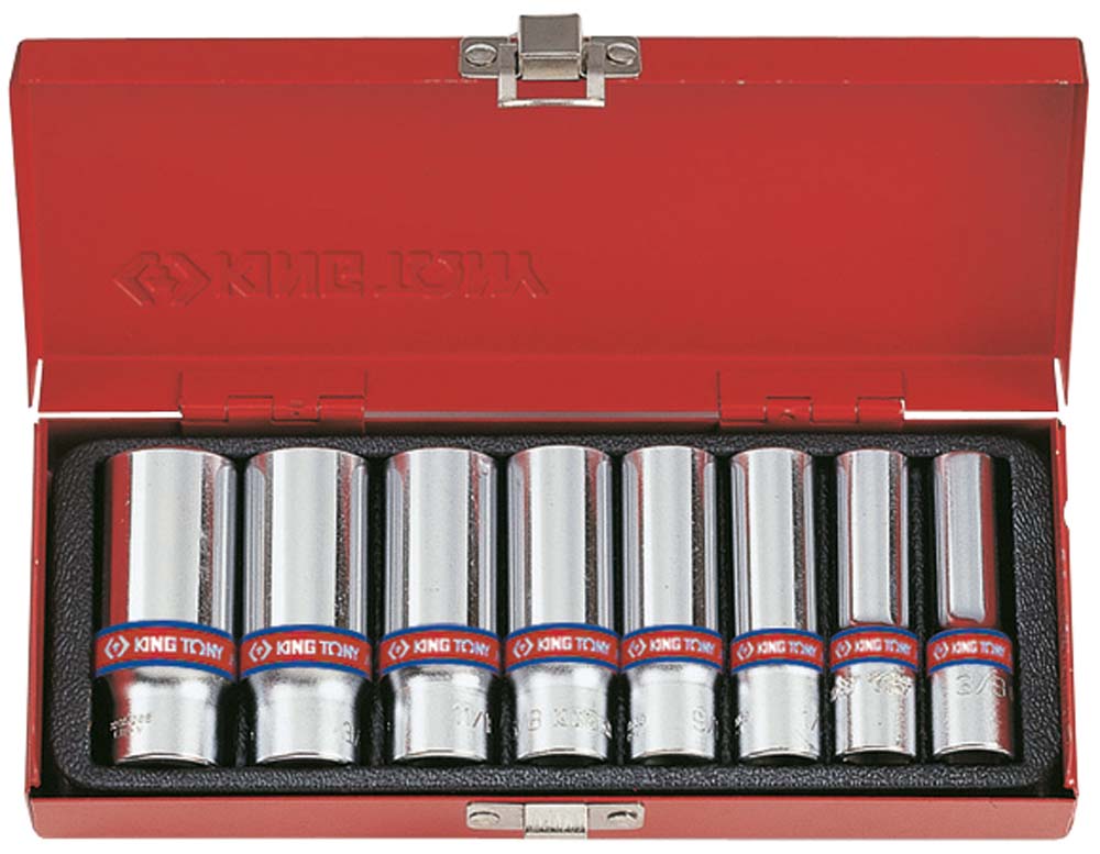 King Tony 8Pc 3/8Dr Deep Sockets 3/8-13/16