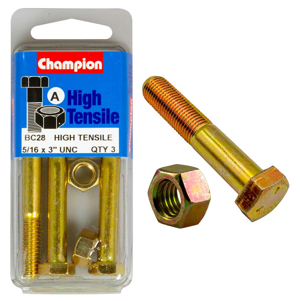 Champion 3 X 5/16in Bolt & Nut A - Gr5