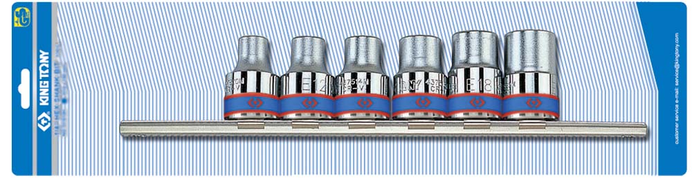 King Tony 6Pc 1/2 Dr Star Sockets On Rail