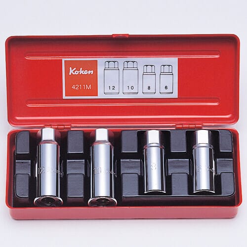Koken 4211A Stud Puller Set 4pc 1/2 in Dr 1/4-1/2 in