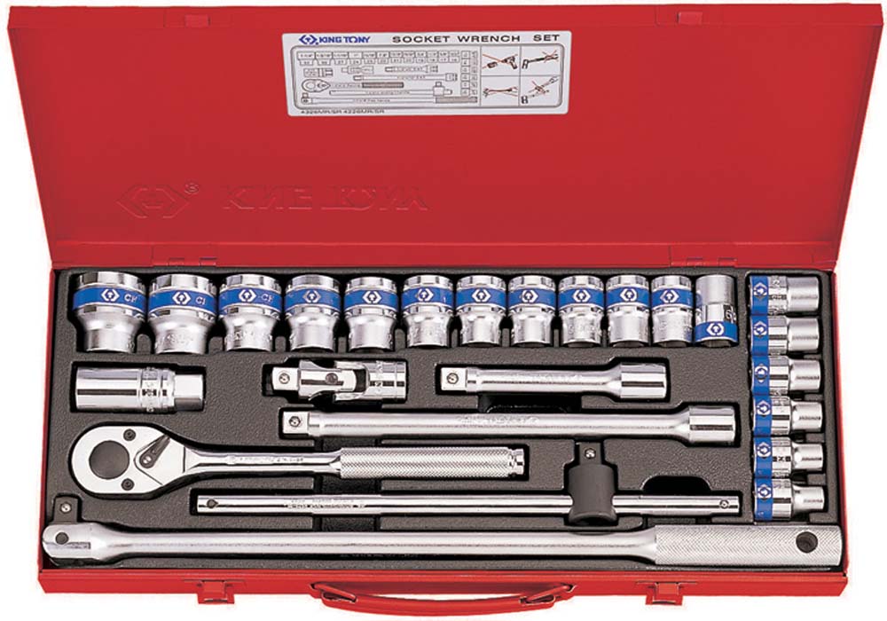 King Tony 25Pc 1/2 Dr 12Pt Socket Set Met