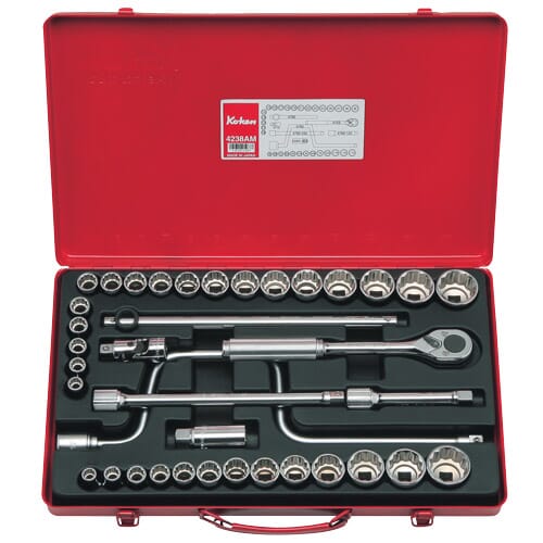 Koken 4238AM Socket Set 12pt 38pc 1/2 in Dr 3/8-1.1/4 in & 10-32mm