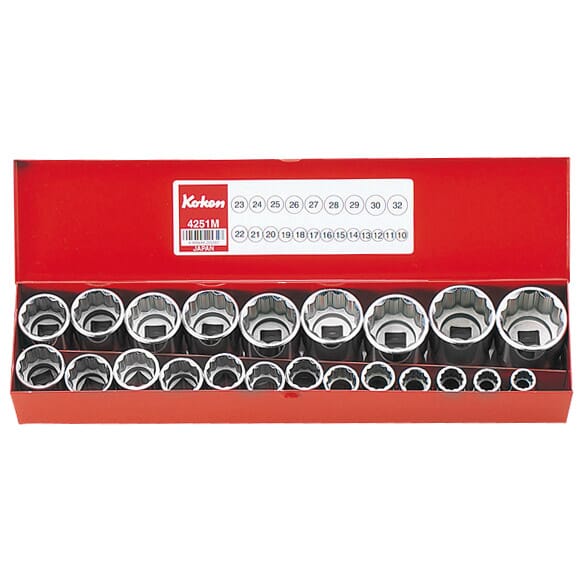 Koken 4251M Socket Only Set 12pt 22pc 1/2 in Dr 10-32mm