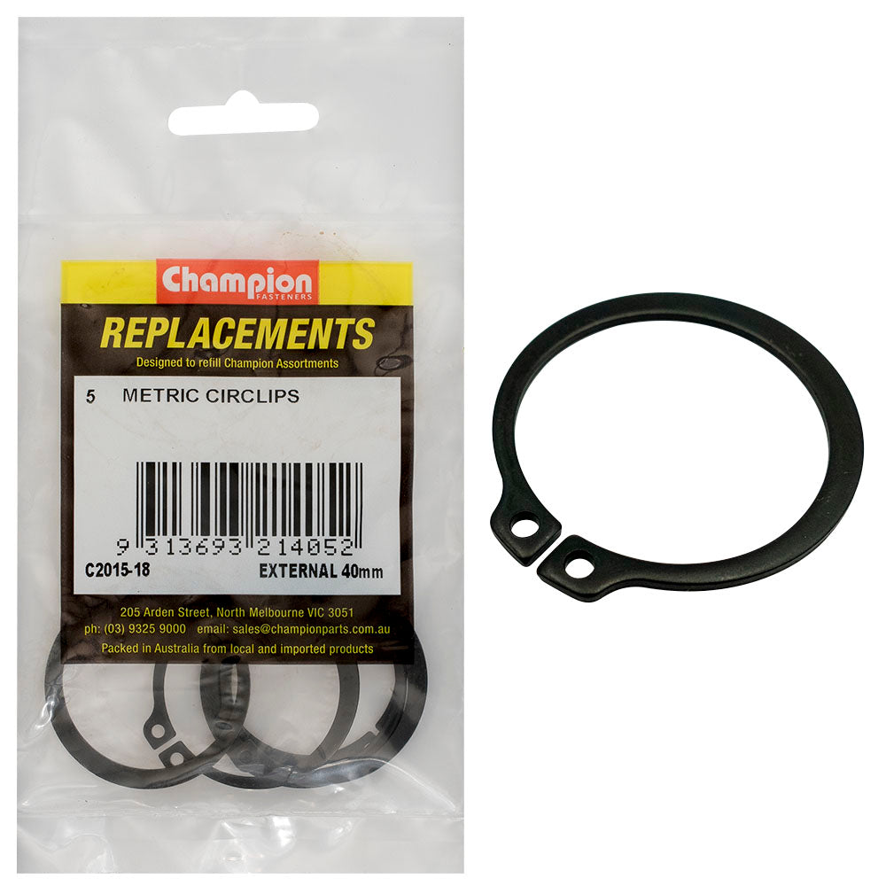 Champion 40mm External Circlip -5Pk