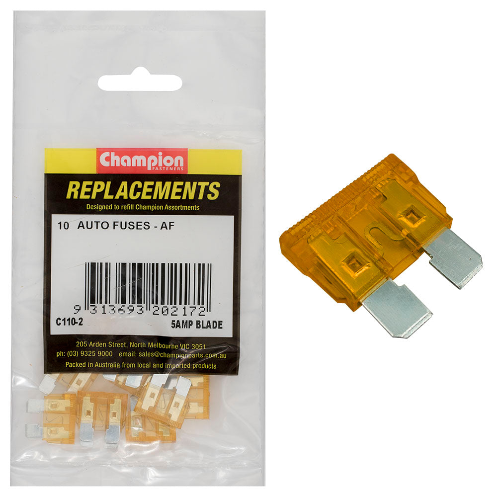 Champion Af 5Amp Standard Blade Fuse Tan -10Pk