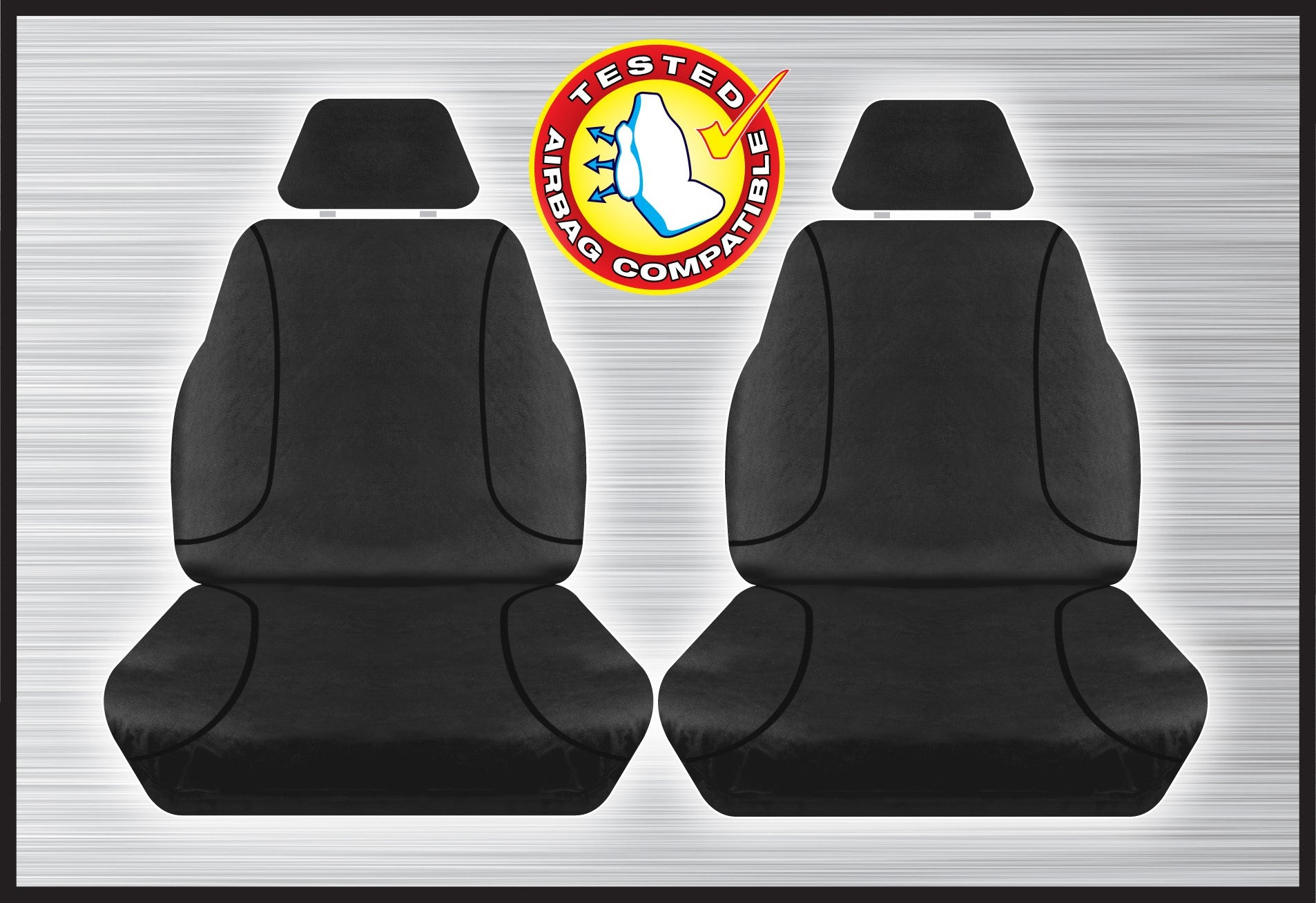 Black Front Canvas Seat Cover Pair - Hilux 07/2015 Onward