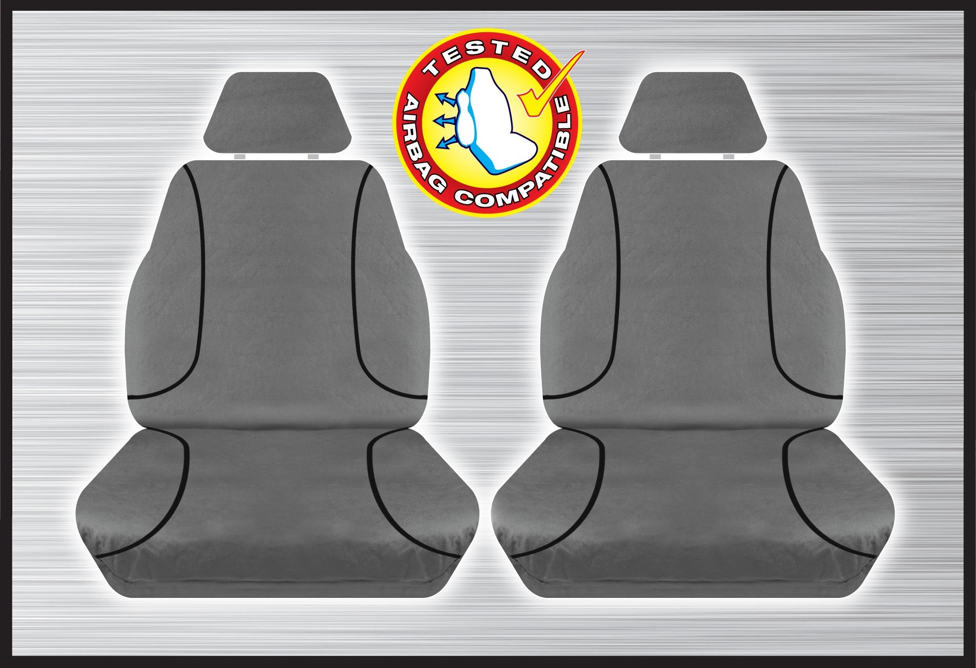 Grey Canvas Front Seat Cover Pair - Hilux 07/2015 Onward