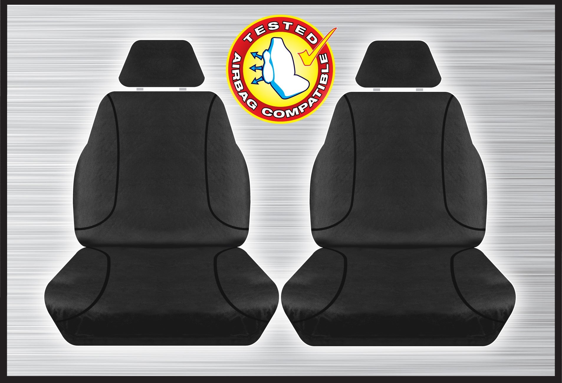 Black Canvas Front Seat Cover Pair - Mitsubishi Triton 2015+