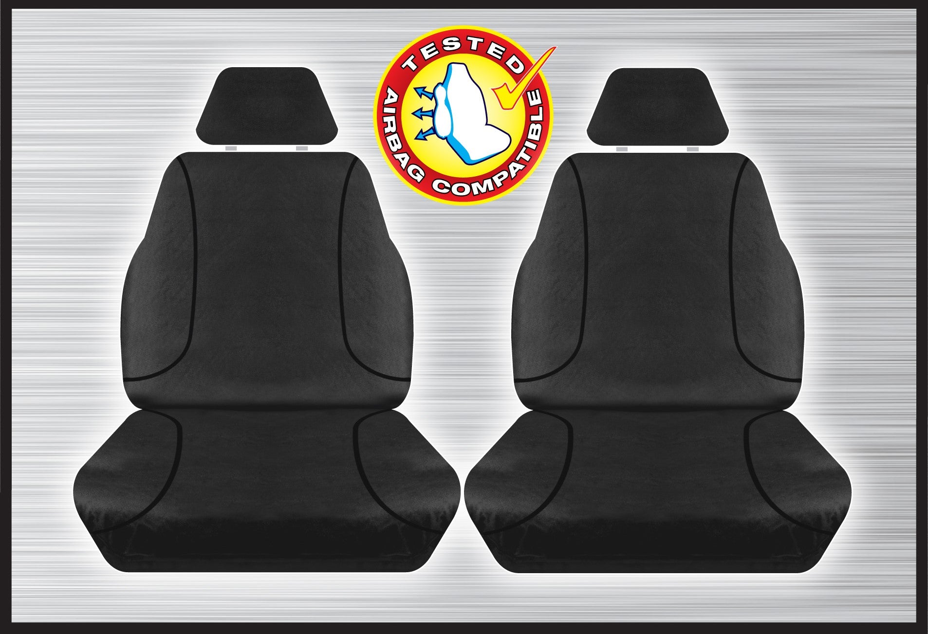 Black Canvas Front Seat Cover Pair - Vw Amarok 02/2011+