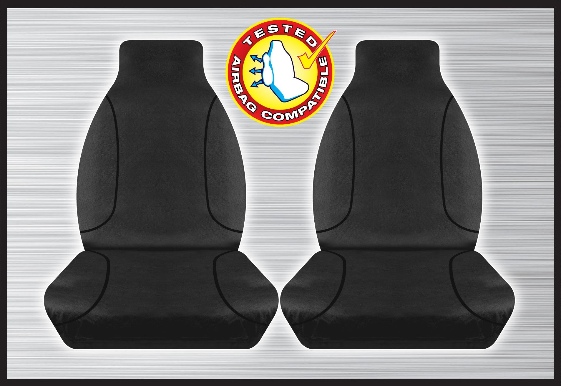 Black Canvas Front Seat Cover Pair - Hilux 07/2015 Onward