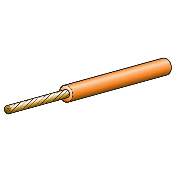 Illustration of a single orange electrical cable with a 2.5mm diameter.