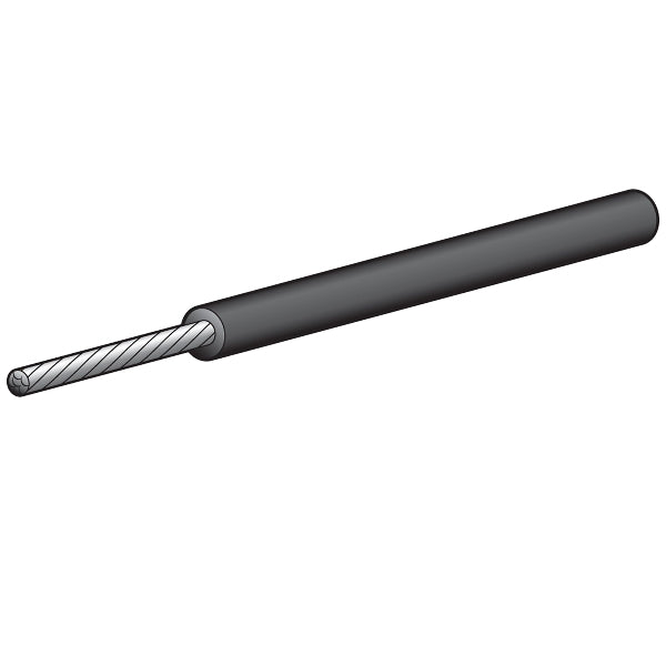 A single black marine cable with visible copper strands