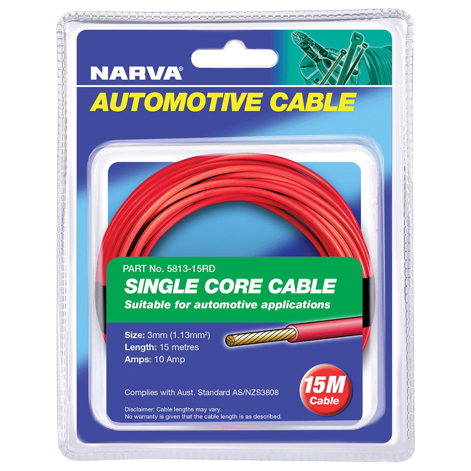 Single Core 3mm 19A 15M Red