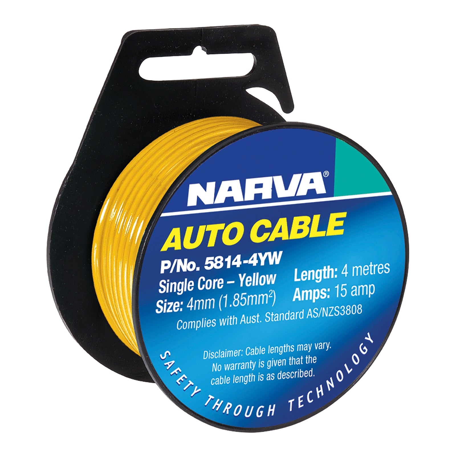Narva Cable Single Core 4mm 4M Yellow