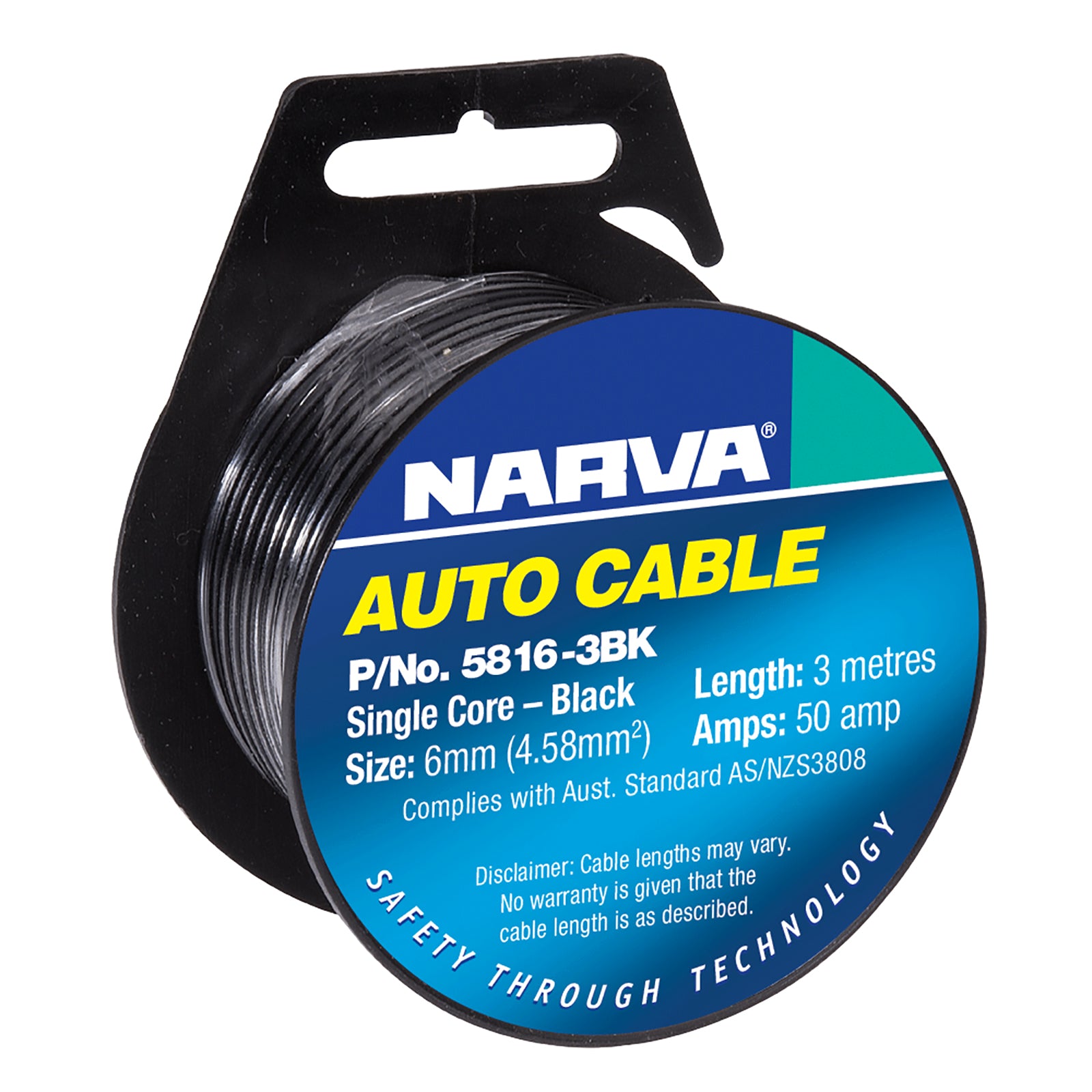 Single Core 6mm 50A 3M Black