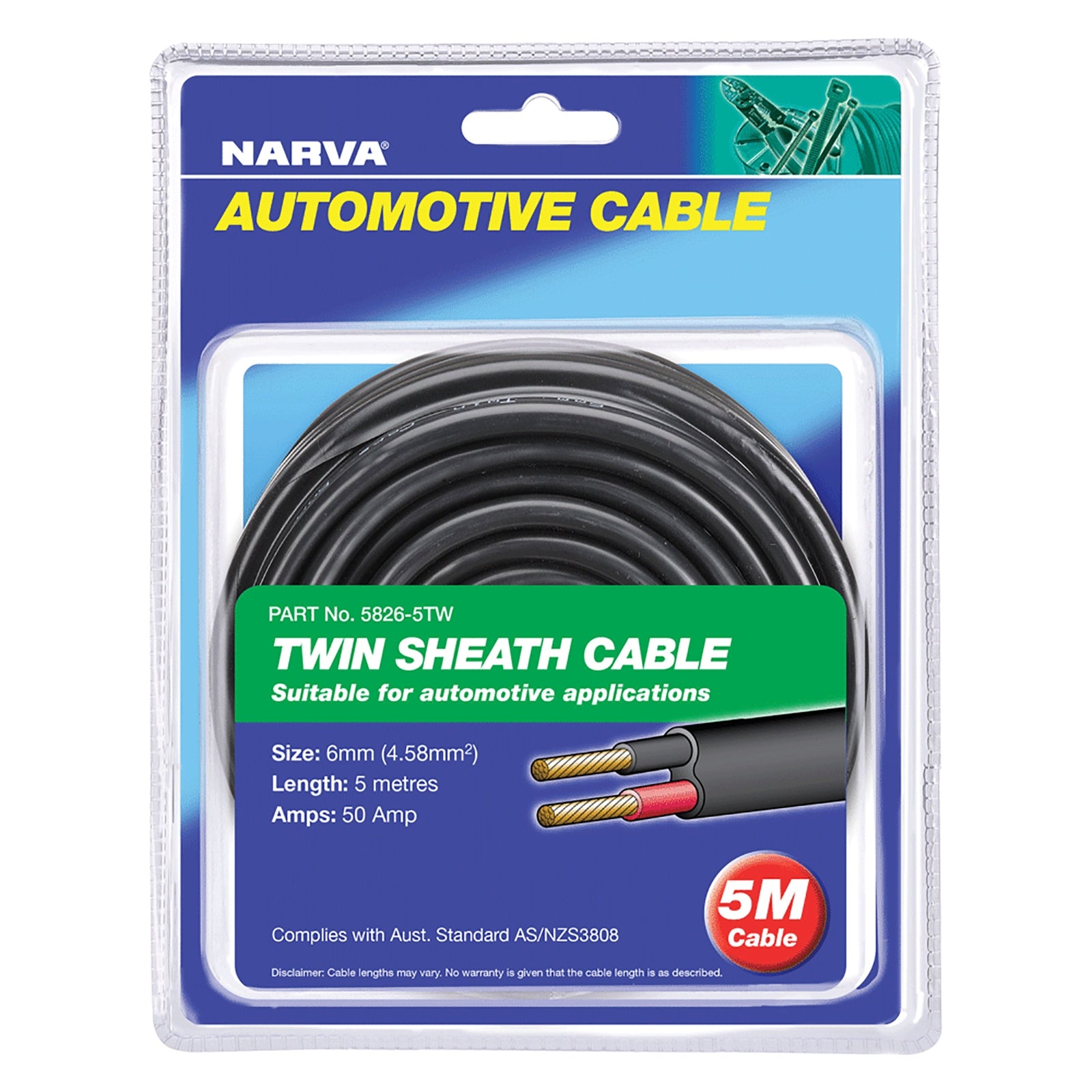 Twin Core 6mm 50A 5M Red/Blk