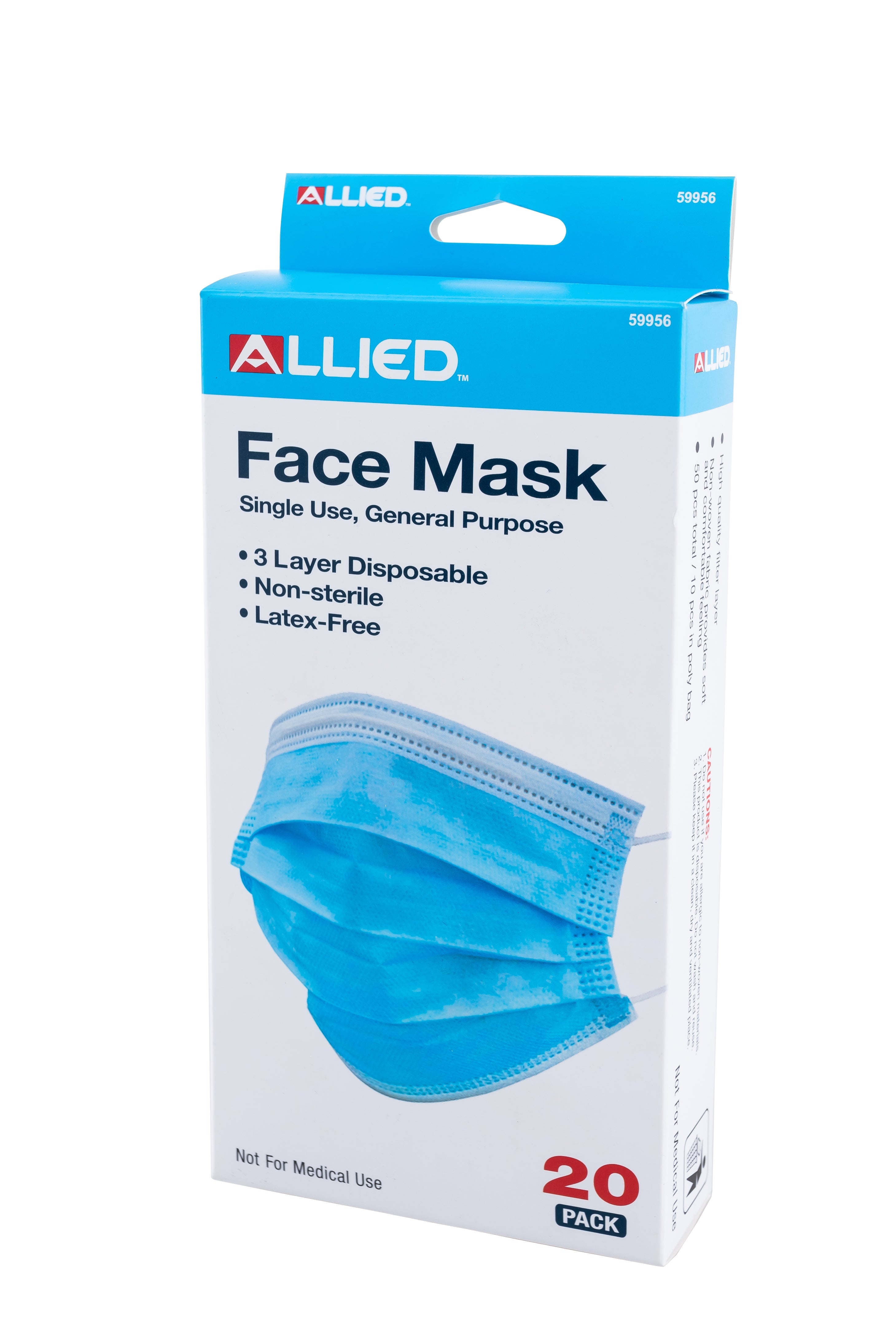 Allied Face Masks 3 Layer Disposable 20-pce