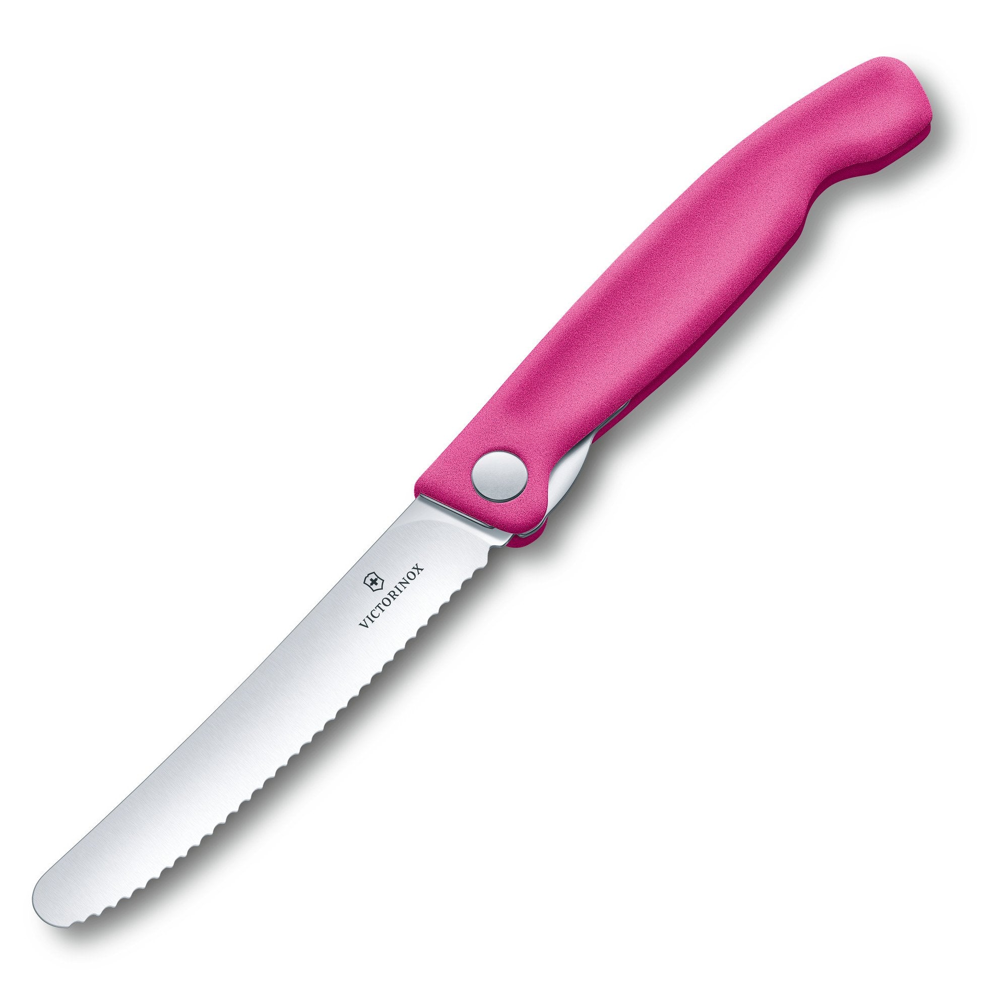 Victorinox Folding Paring Knife Wavy Blade Pink Handle