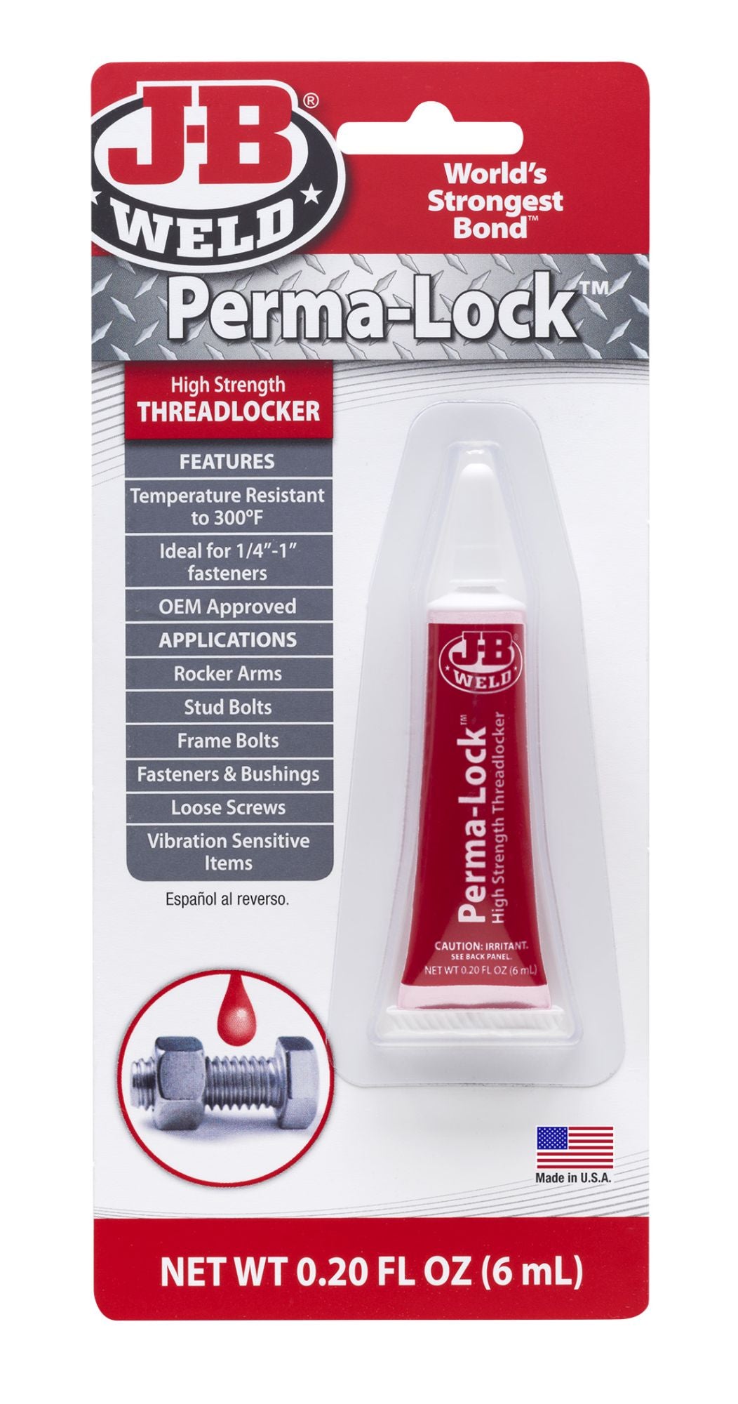 Jb Weld Perma-Lock 6 Ml Red Threadlocker