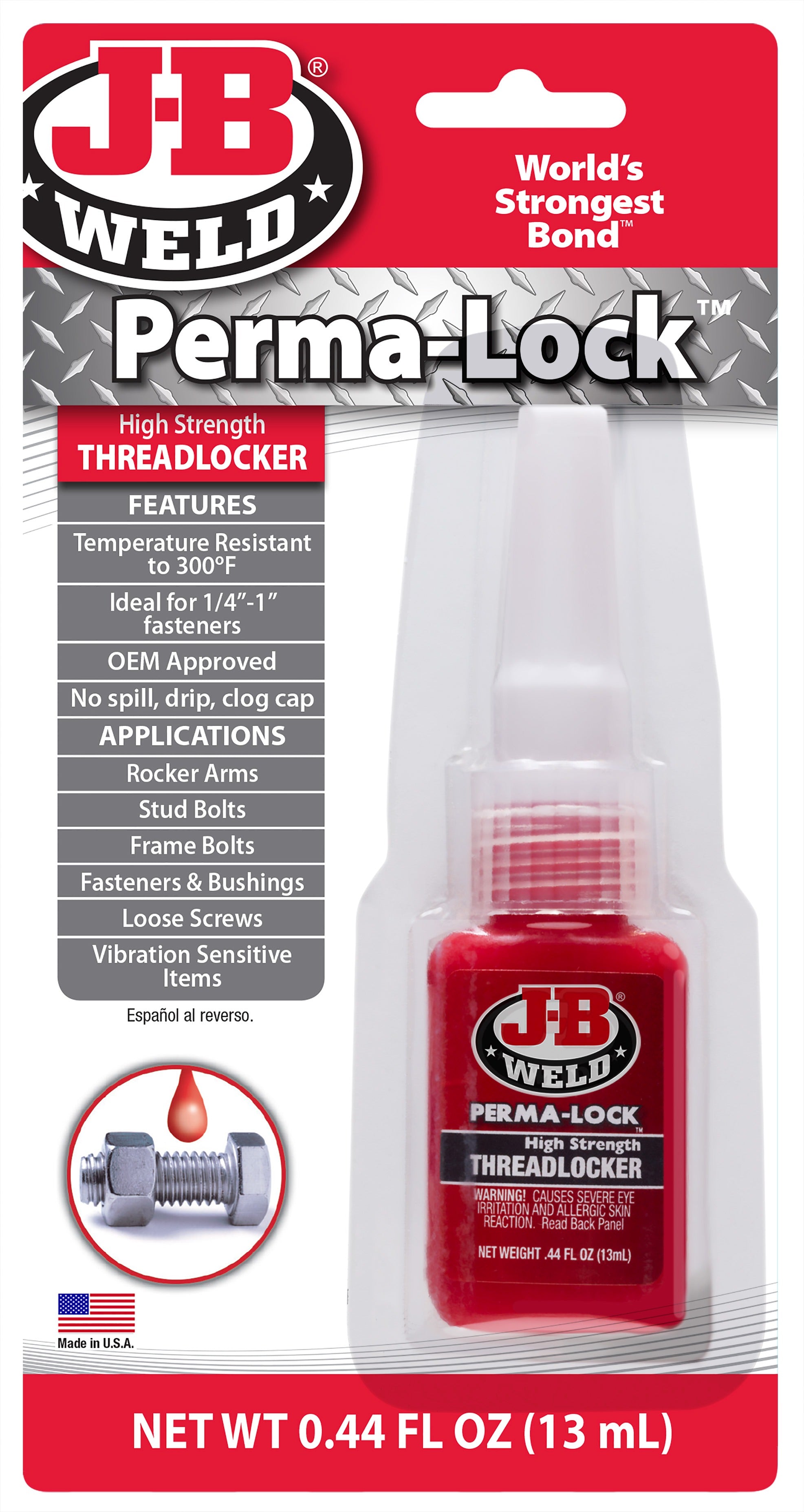 Jb Weld Perma-Lock 13 Ml Red Threadlocker