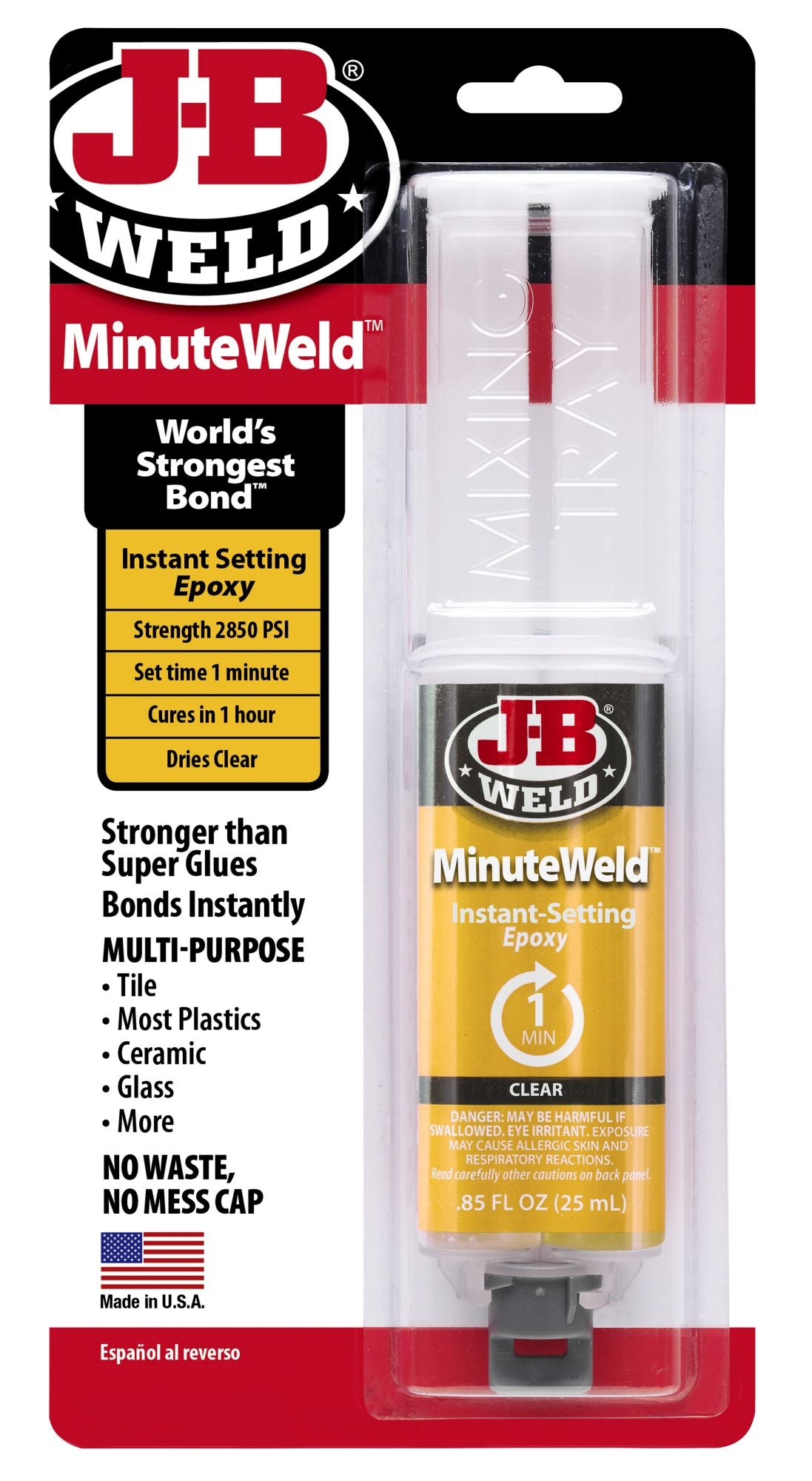 Jb Weld Minuteweld Clear Epoxy Syringe