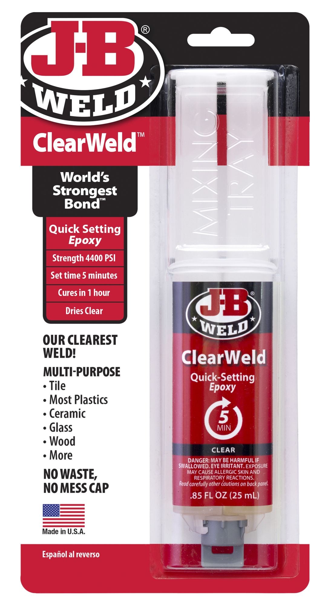 Jb Weld Clearweld Clear Epoxy Syringe 5Min