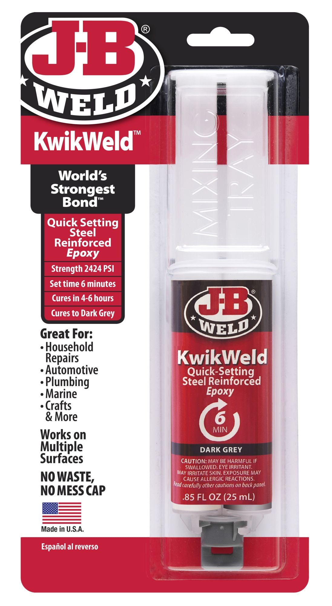 Jb Weld Kwikweld Steel Epoxy Syringe