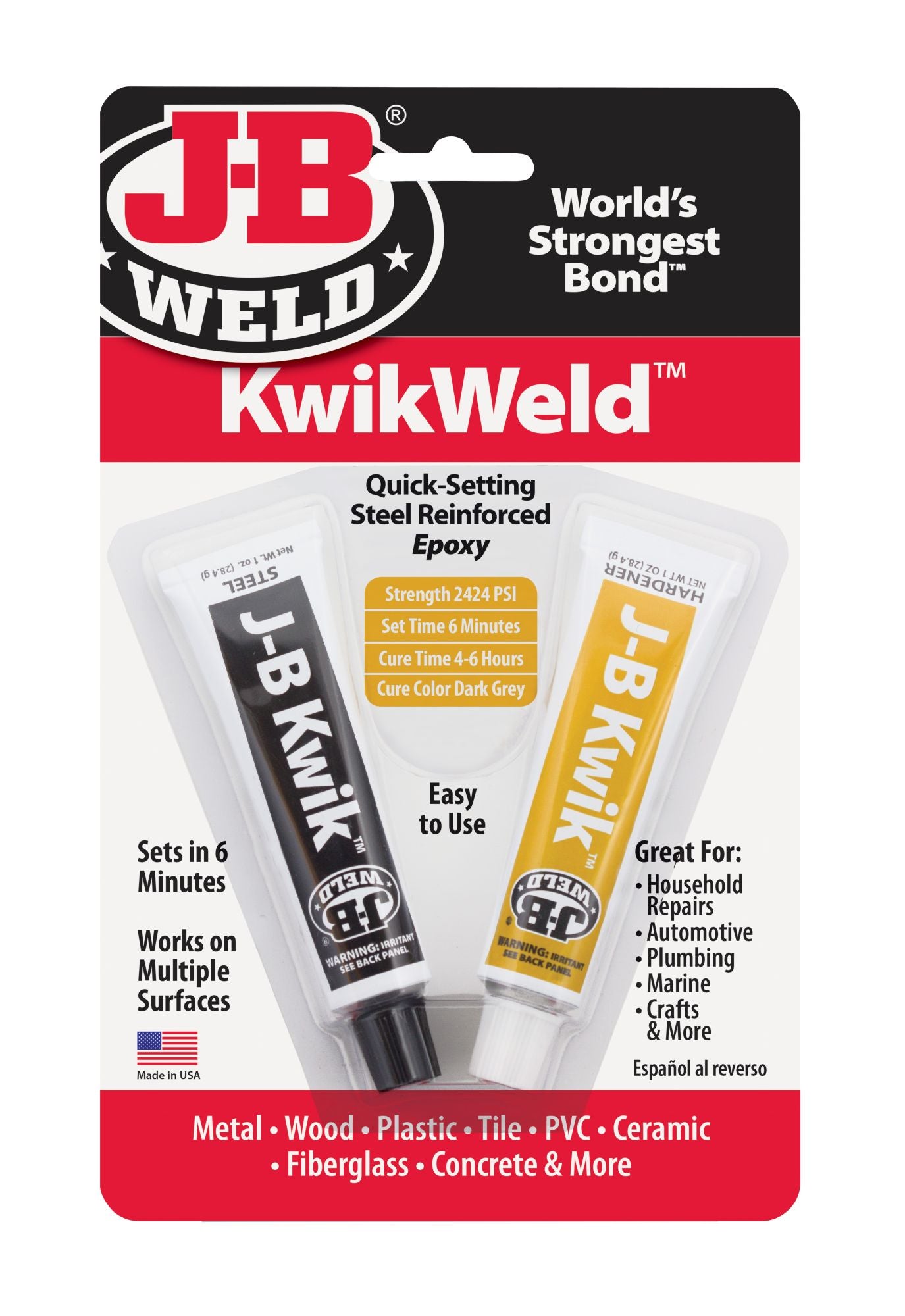 Jb Weld Kwikweld Reinforced Epoxy Twin Tube