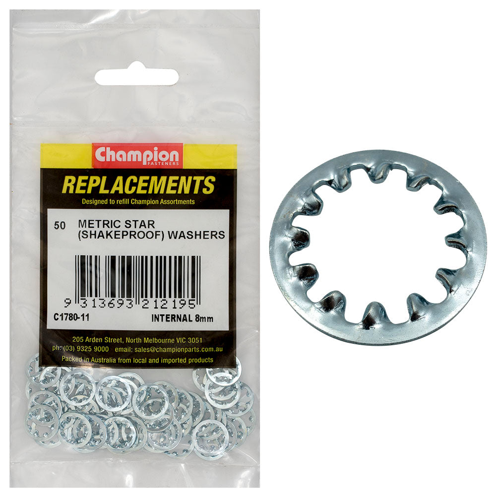 Champion 8mm internal Star Washer -50Pk