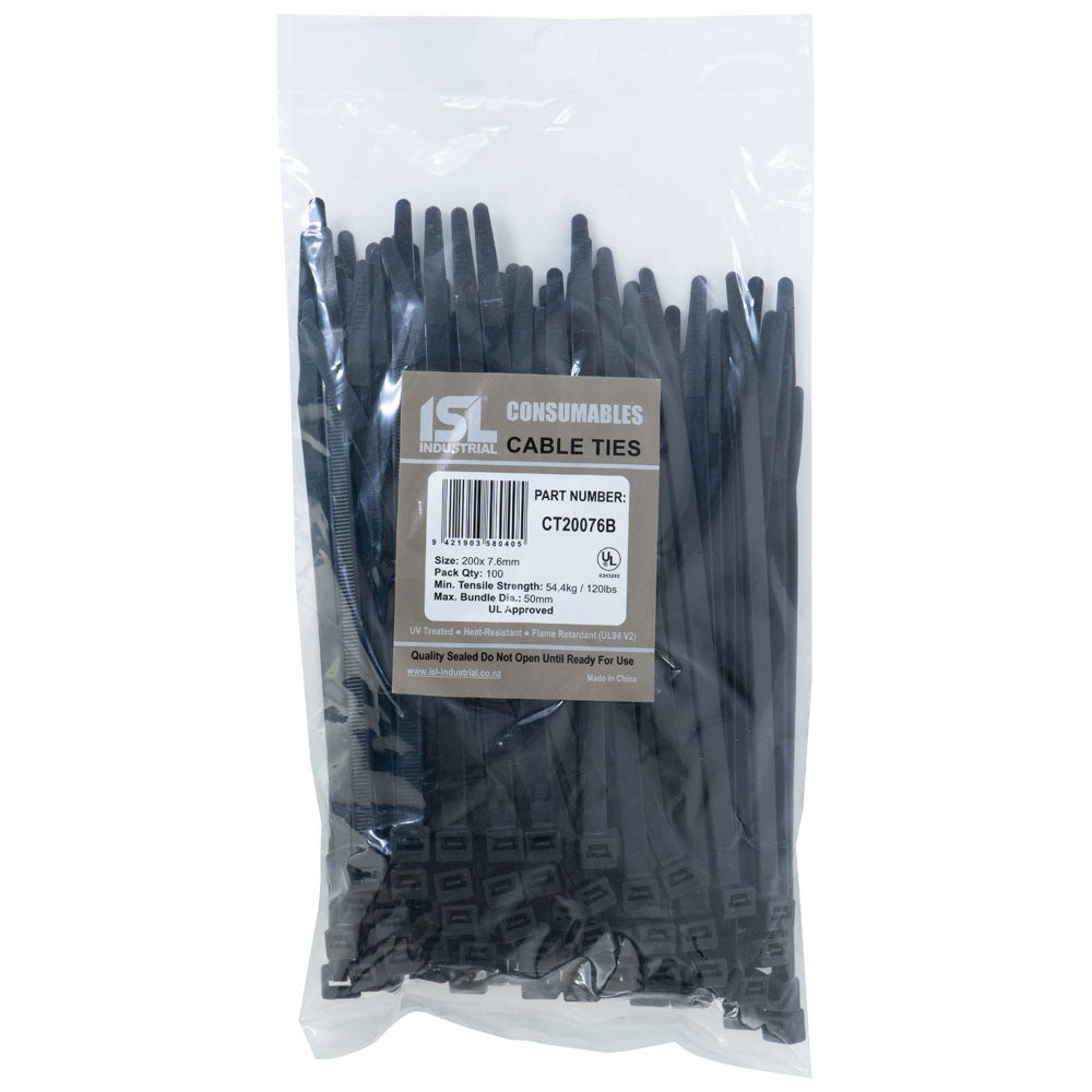 Isl 205X2.5mm Low Profile Cable Tie - Uv Blk - 100Pk