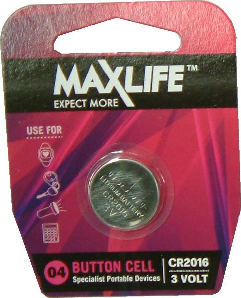 Max-Life Batteries Lithium Button CR2016