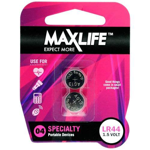 Max-Life Batteries Alkaline Button - 2 Pack LR44