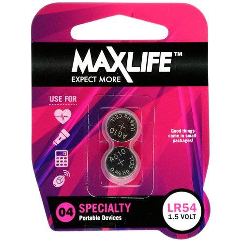 Max-Life Batteries Alkaline Button - 2 Pack LR54